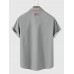 Gray & White Stitching Coconut Tree Printing Men's Short Sleeve Shirt