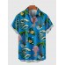 Full-Print Blue Coconut Tree Printing Hawaiian Men's Short Sleeve Shirt