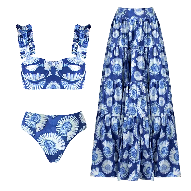 Ruffle Floral print Two Piece Swimsuit Set Ruffle Floral print Two Piece Swimsuit Set