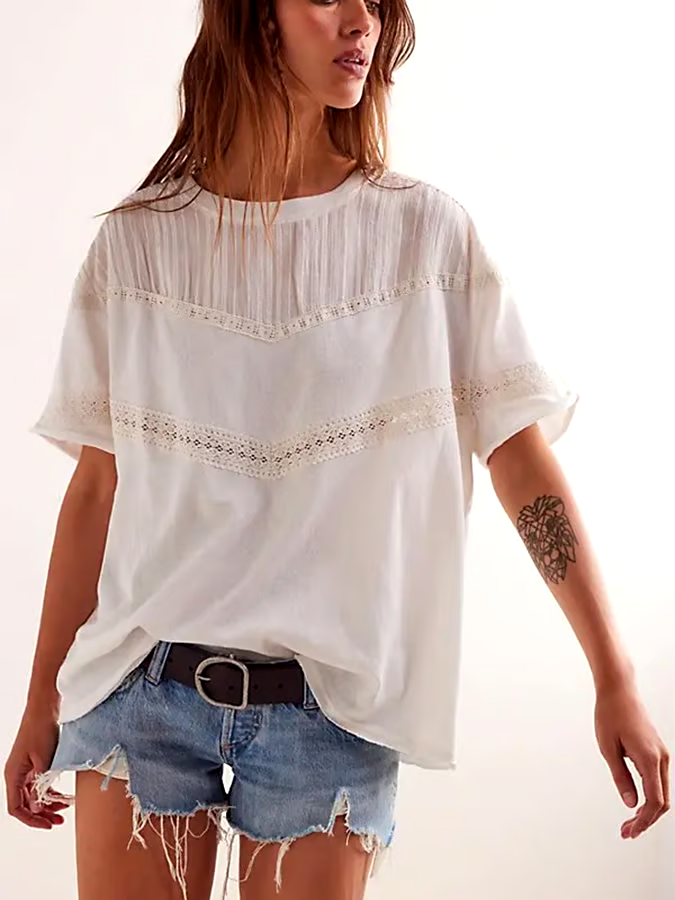 Women's Summer Cotton&Linen Hollow T-Shirt Women's Summer Cotton&Linen Hollow T-Shirt