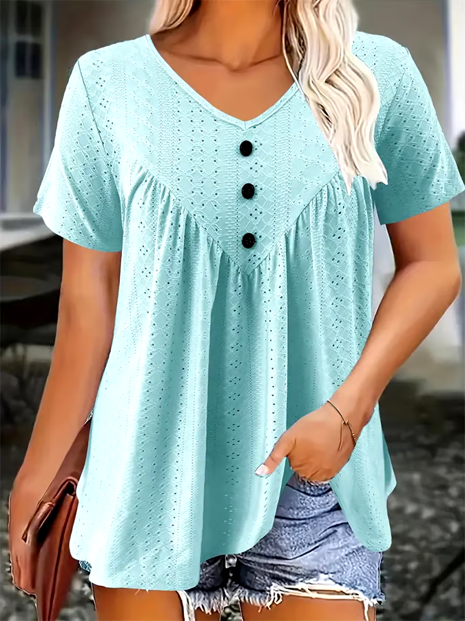 Women'S Casual Short-Sleeved V-Neck Regular T-Shirt Women'S Casual Short-Sleeved V-Neck Regular T-Shirt
