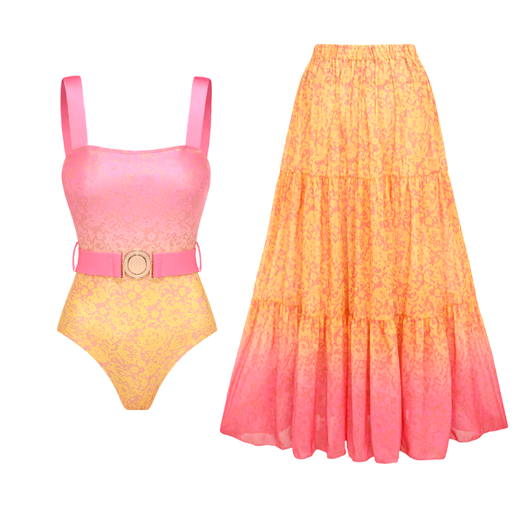 Gradation Print Skirt Swimsuit Set Gradation Print Skirt Swimsuit Set