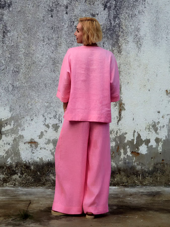 Women'S Casual Solid Color Irregular Cotton And Linen Suit Women'S Casual Solid Color Irregular Cotton And Linen Suit