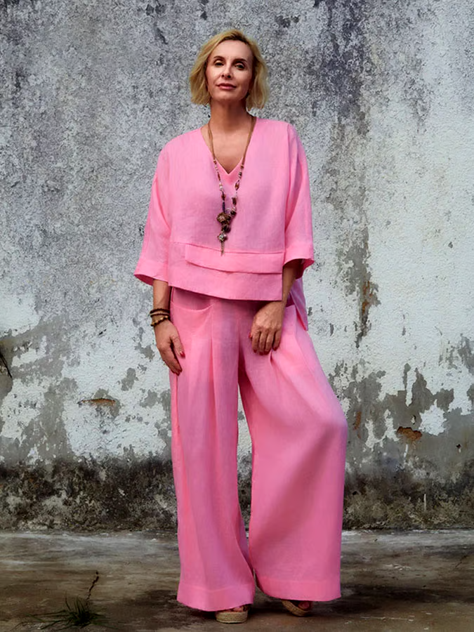 Women'S Casual Solid Color Irregular Cotton And Linen Suit Women'S Casual Solid Color Irregular Cotton And Linen Suit