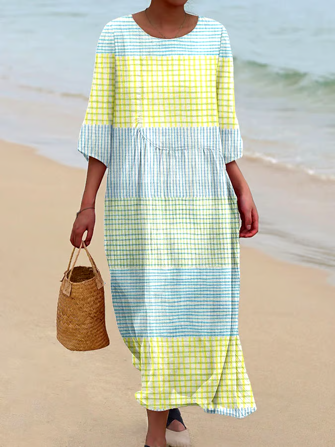 Women's Casual Plaid Loose Dress Women's Casual Plaid Loose Dress
