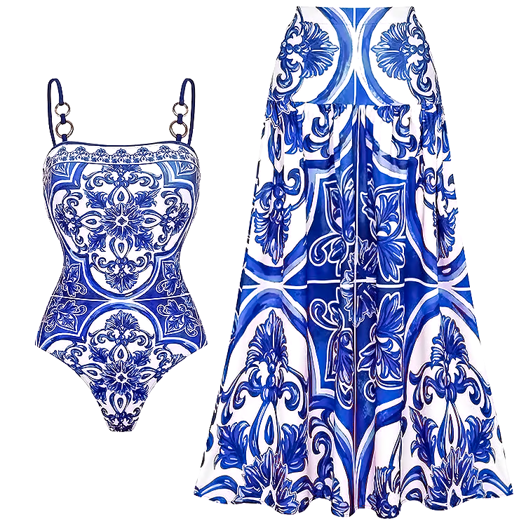 Printed One Piece Swimsuit Set Printed One Piece Swimsuit Set