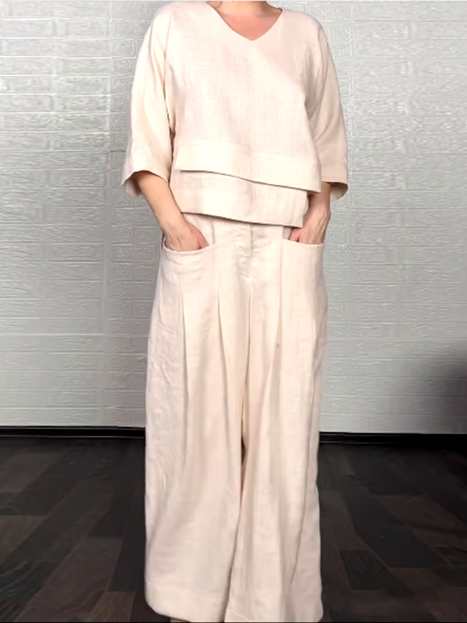 Women'S Casual Solid Color Irregular Cotton And Linen Suit Women'S Casual Solid Color Irregular Cotton And Linen Suit