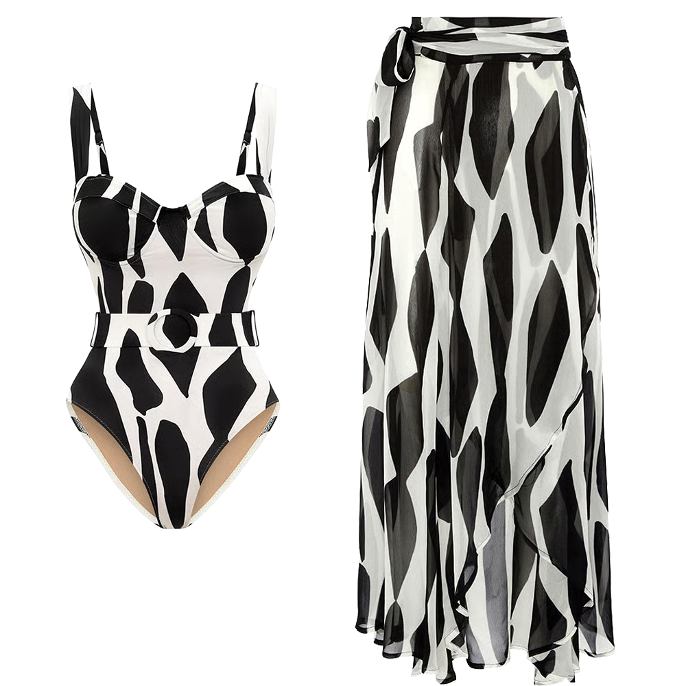 Loop Buckle Print Two Piece Swimsuit Set Loop Buckle Print Two Piece Swimsuit Set