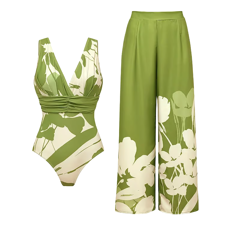V Neck Print Bikini Swimsuit Set V Neck Print Bikini Swimsuit Set