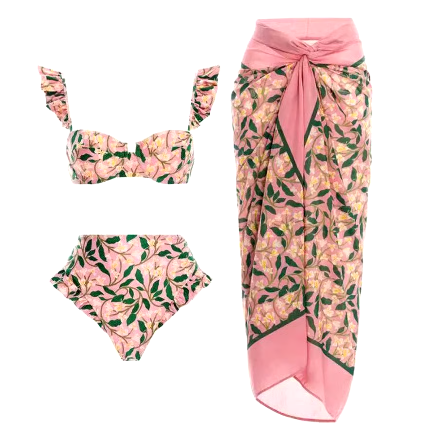Lily Of The Valley High Waist Swimsuit Set Lily Of The Valley High Waist Swimsuit Set