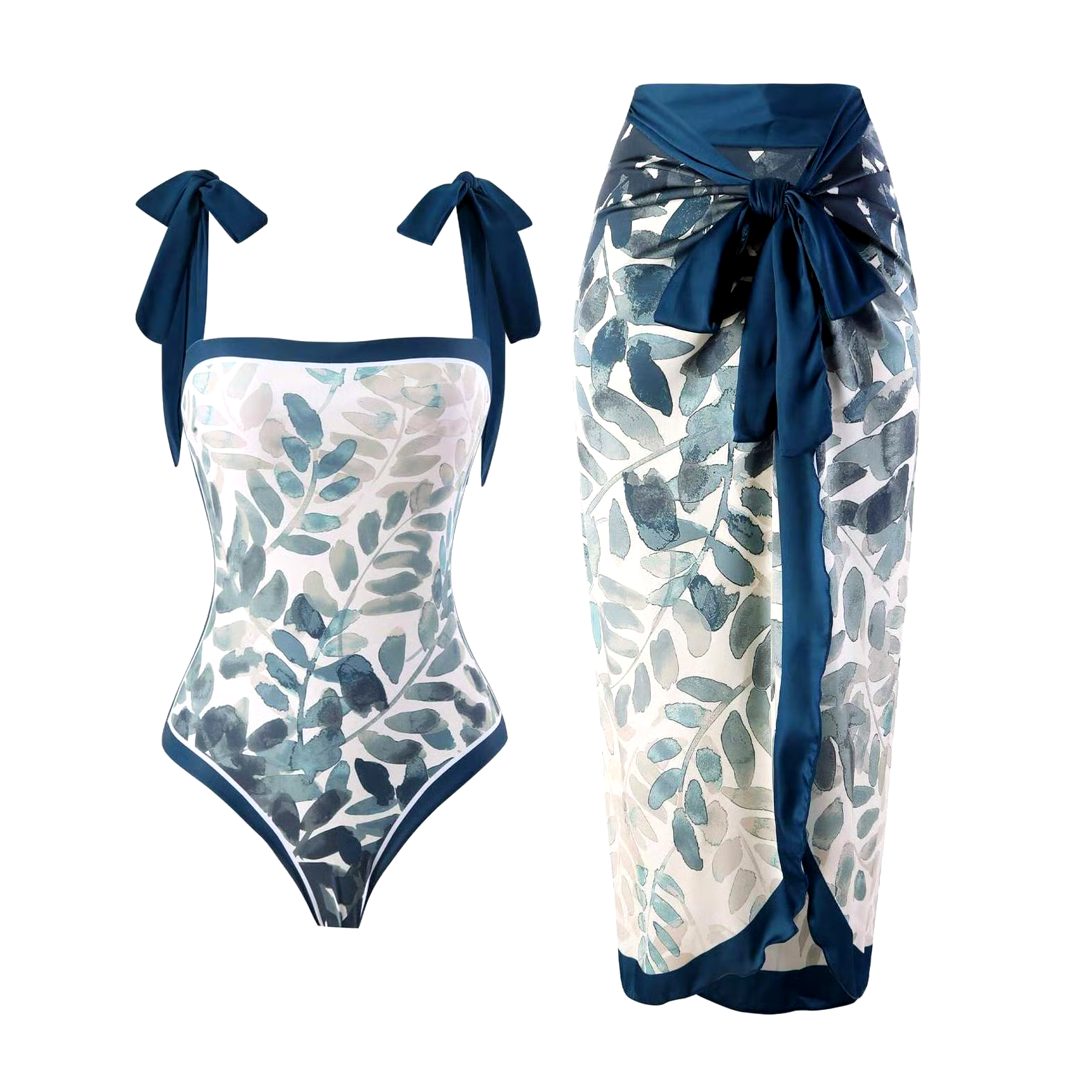 Tie-shoulder Print Two Piece Swimsuit Set Tie-shoulder Print Two Piece Swimsuit Set