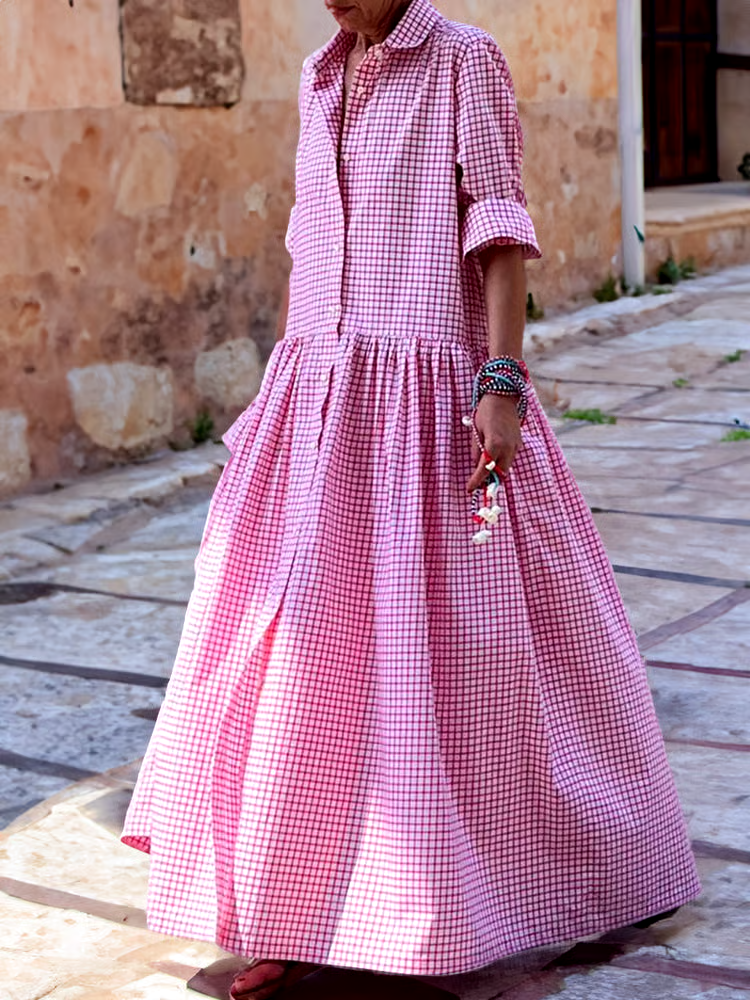 Women's Long Sleeve Shirt Patchwork Cotton Dress Women's Long Sleeve Shirt Patchwork Cotton Dress