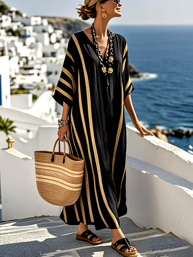 Women'S Contrast Striped Dress Women'S Contrast Striped Dress
