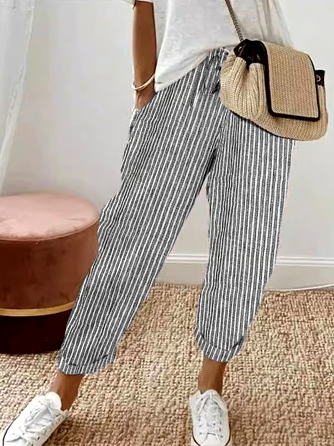 Women's Casual Striped Print Trousers Women's Casual Striped Print Trousers