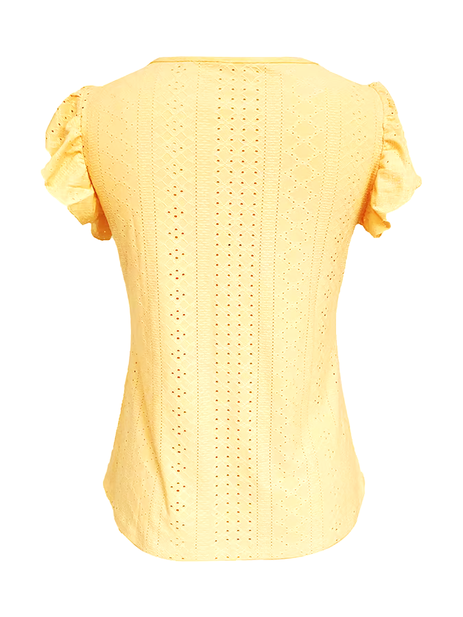 Women's Casual Solid Color Lotus Sleeve V-Neck T-Shirt Women's Casual Solid Color Lotus Sleeve V-Neck T-Shirt