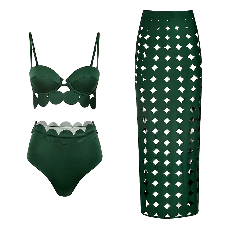 DBVACAY Laser Cutting Circularity Bikini Straight Skirt Swimsuit Set DBVACAY Laser Cutting Circularity Bikini Straight Skirt Swimsuit Set