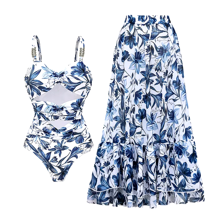 Floral Print Two Piece Swimsuit Set Floral Print Two Piece Swimsuit Set