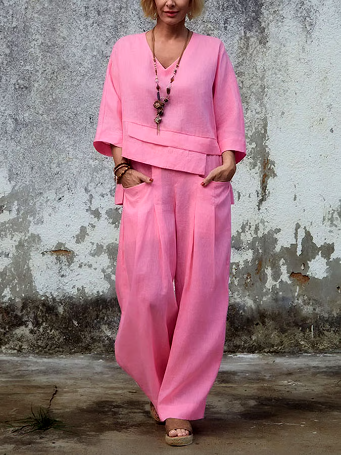 Women'S Casual Solid Color Irregular Cotton And Linen Suit Women'S Casual Solid Color Irregular Cotton And Linen Suit