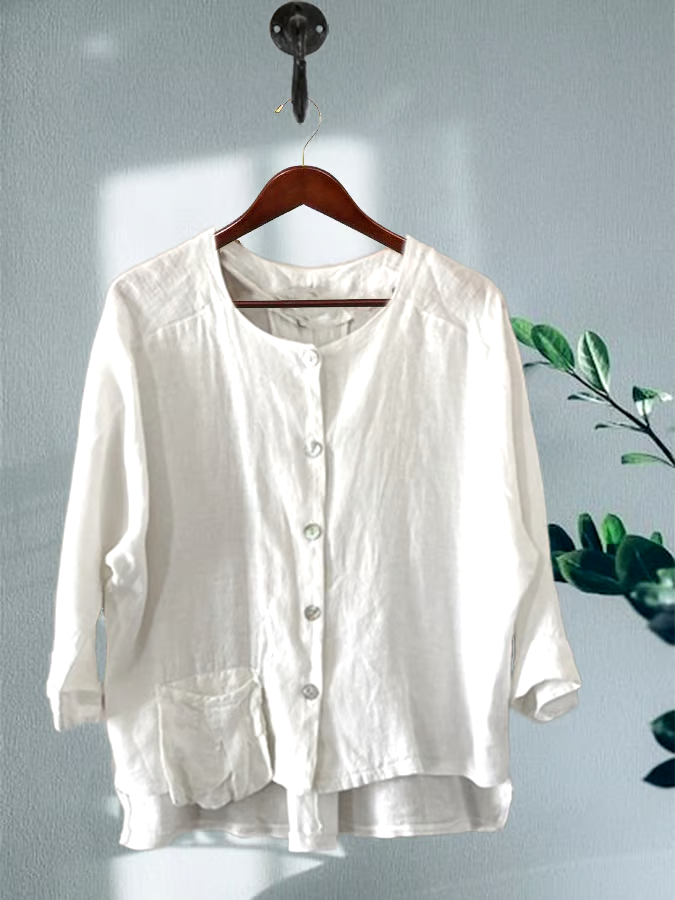 Summer Women's Button-Down Cotton&Linen Shirt Summer Women's Button-Down Cotton&Linen Shirt
