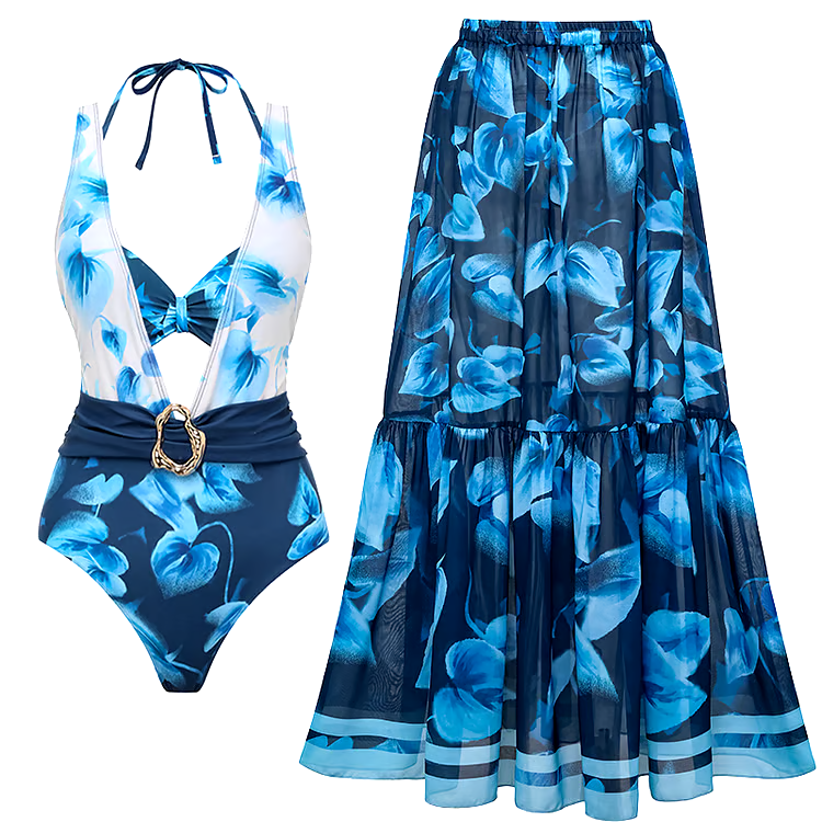 Printed Bikini Onepiece Swimsuit Swimsuit Set Printed Bikini Onepiece Swimsuit Swimsuit Set