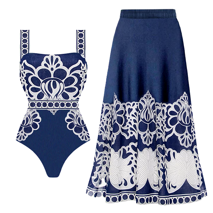 Printed one-piece swimsuit set Printed one-piece swimsuit set