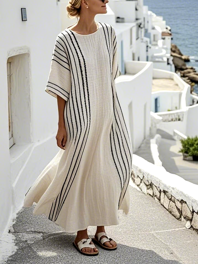 Women'S Contrast Striped Dress Women'S Contrast Striped Dress